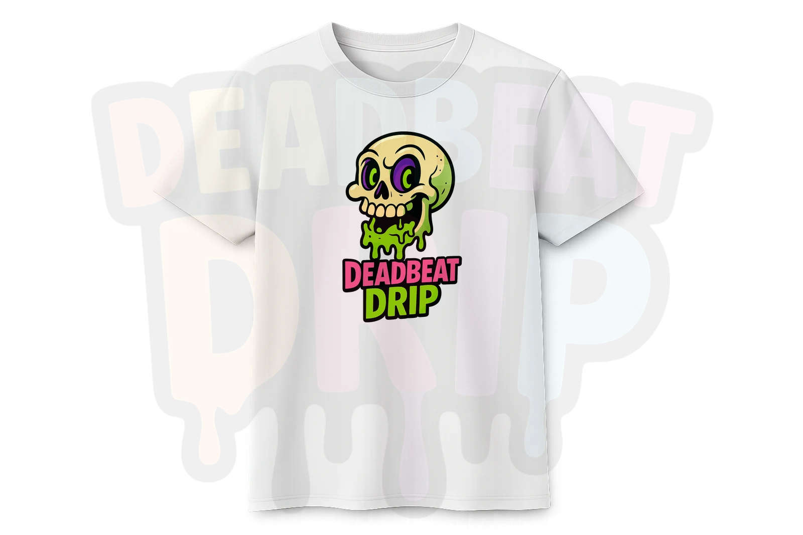 Deadbeat Drip Cartoon Skull design