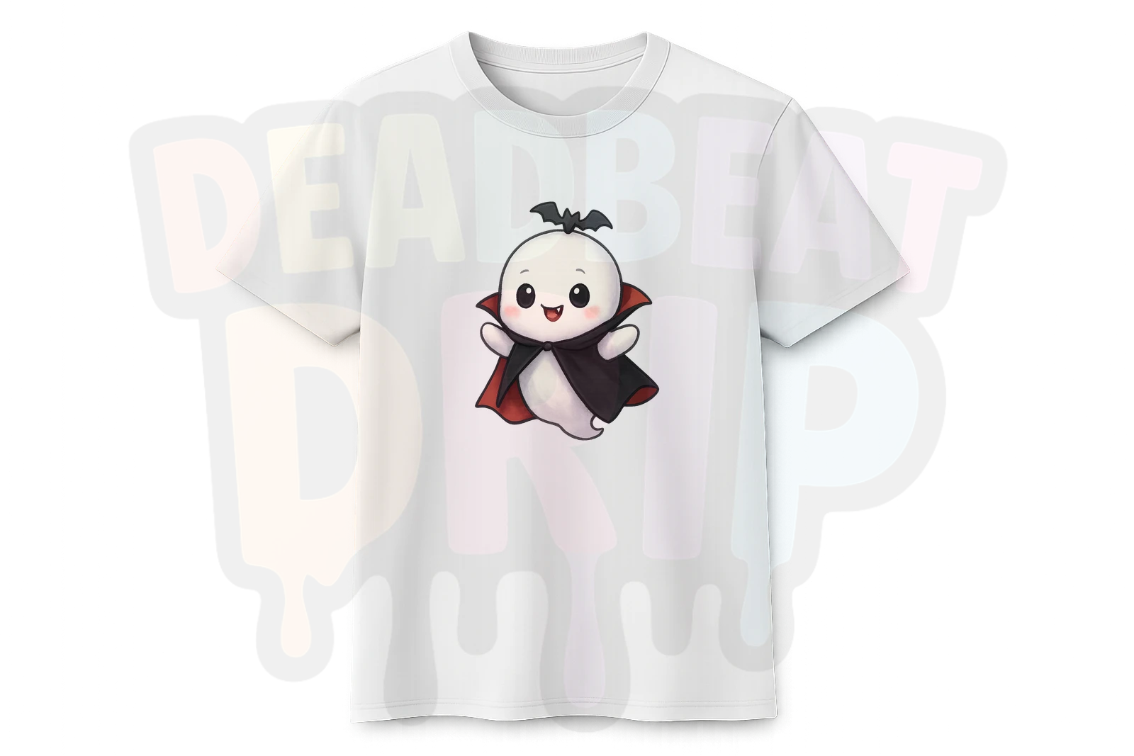 Deadbeat Drip cartoon skull design on a t-shirt