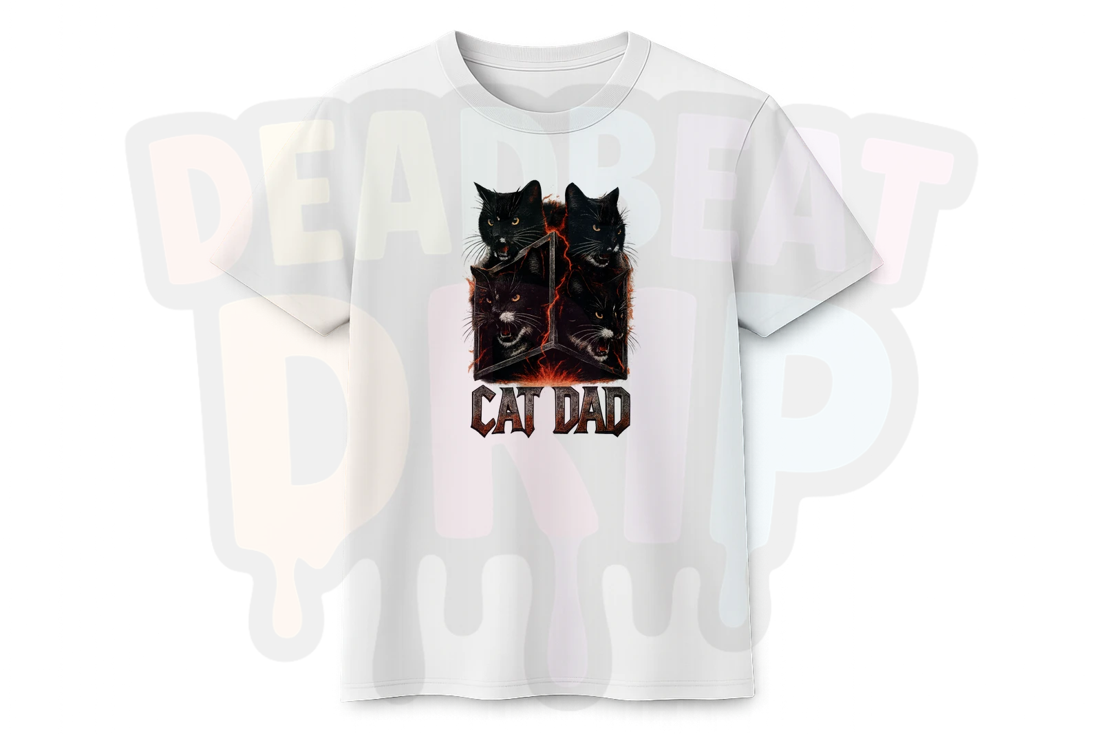 Fierce Cat Dad Cube design - a unique AI-generated custom t-shirt gift