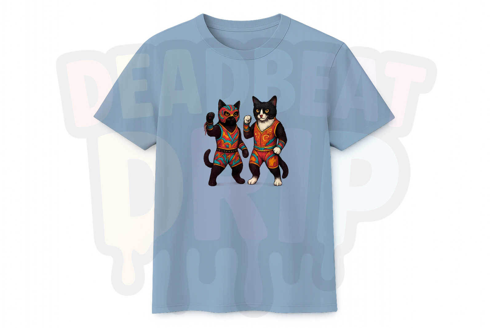 Luchador cats wrestling AI poster